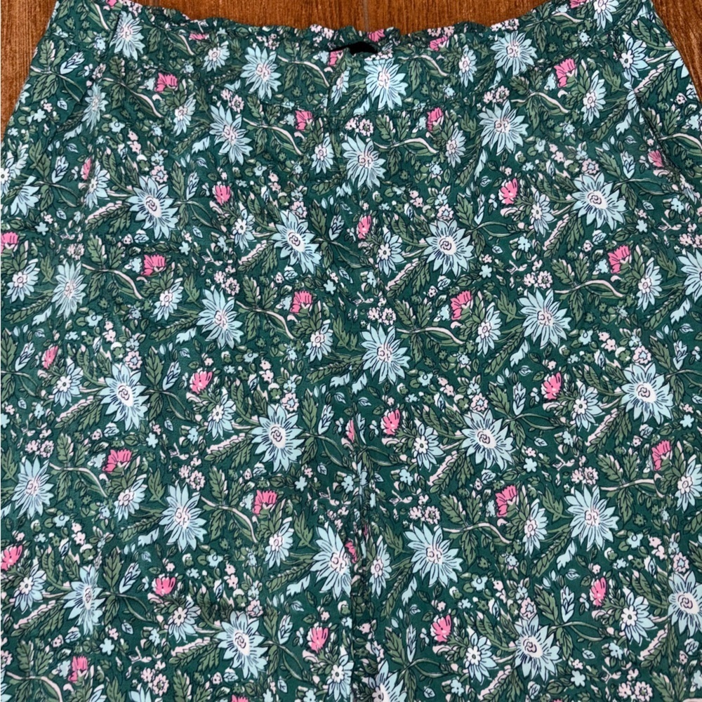 Talbots Teal and Pink Floral Wide Leg Pants - Picture 4 of 8